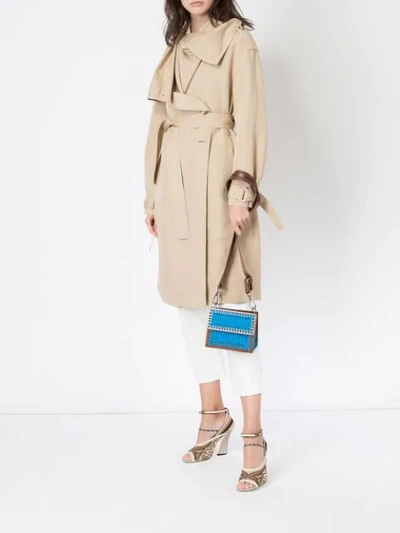 Shop Aalto Draped Collar Trench Coat - Neutrals