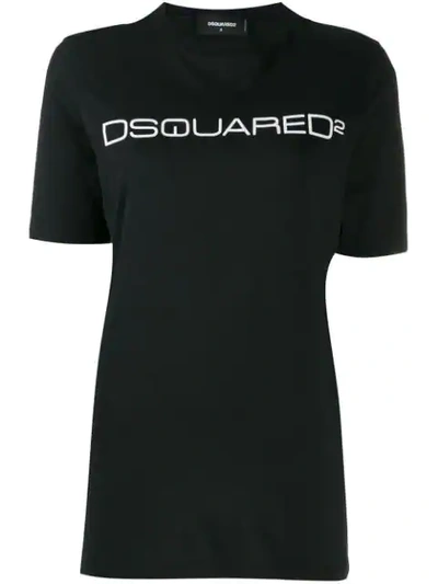 Dsquared2 Logo Cotton Jersey T-shirt In Black