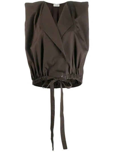 Shop Lemaire Sleeveless Blazer Jacket In Brown