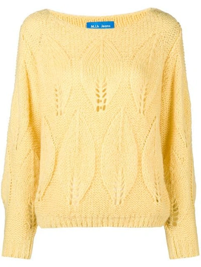 Shop M.i.h. Jeans Lacey Leaf Knit Sweater In Yellow