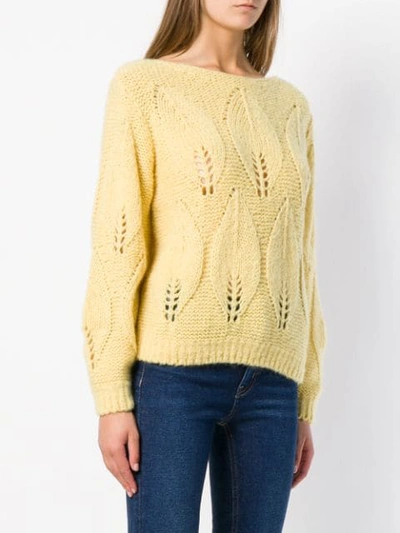 Shop M.i.h. Jeans Lacey Leaf Knit Sweater In Yellow