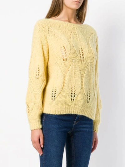 M.i.h. Jeans Lacey Leaf Knit Sweater In Yellow