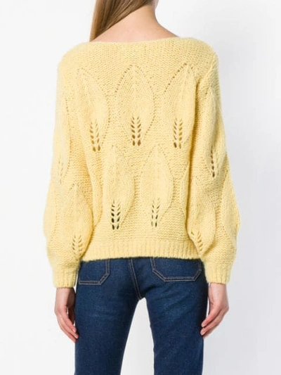 Shop M.i.h. Jeans Lacey Leaf Knit Sweater In Yellow