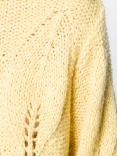 Shop M.i.h. Jeans Lacey Leaf Knit Sweater In Yellow