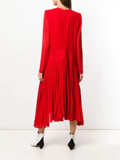 Shop Givenchy Silk Pleated Dress In Red
