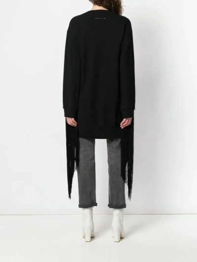 Shop Mm6 Maison Margiela Fringed Oversized Sweater In Black
