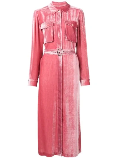 Shop Sies Marjan Velvet Shirt Dress In Pink