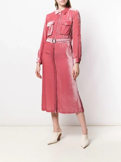 Shop Sies Marjan Velvet Shirt Dress In Pink