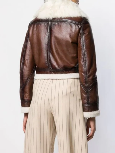 Shop Givenchy Cropped Shearling Jacket In 249 Brown White