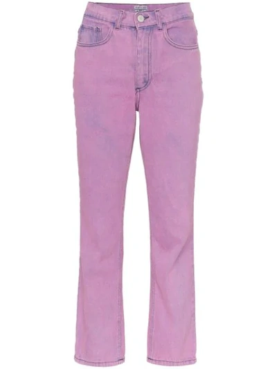 Shop Ashley Williams Ashley Acid Wash Cropped Jeans In Purple