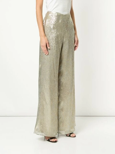 Shop Oscar De La Renta Wide Leg Trousers In Silver