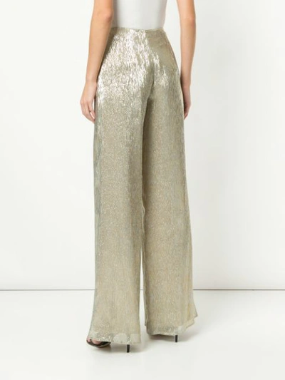 Shop Oscar De La Renta Wide Leg Trousers In Silver