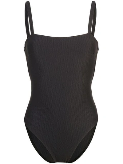 Shop Asceno Plain Swimsuit In Black