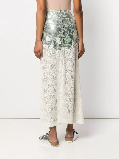 Shop Paco Rabanne Floral Lace Skirt In Metallic