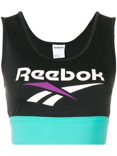 Shop Reebok Sports Logo Top In Black