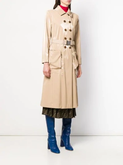 Shop Fendi Belted Trench Coat In Neutrals