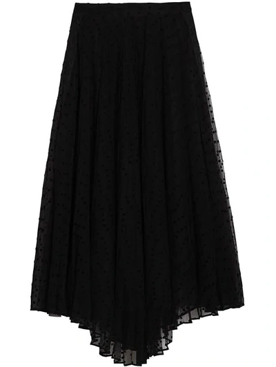 Shop Burberry Polka-dot Flock Tulle Skirt In Black