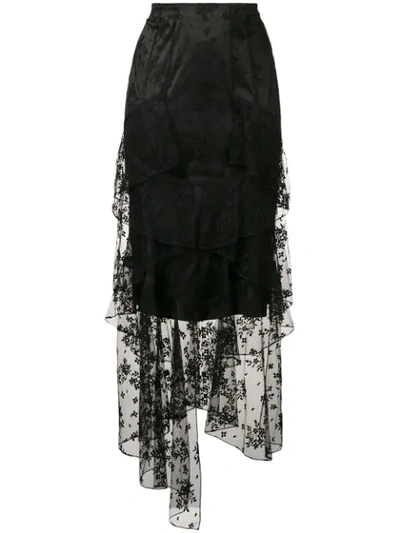 Shop Olivier Theyskens Layered Lace Skirt - Black