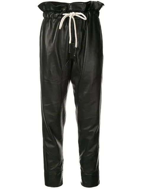 black leather paperbag trousers
