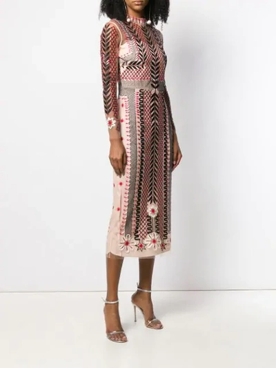 Shop Temperley London Teahouse Sleeved Dress In Neutrals