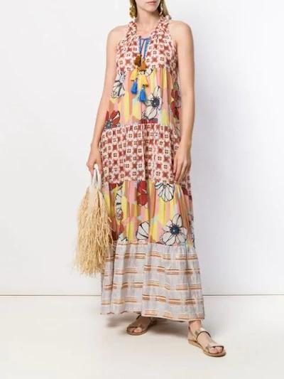 Shop Anjuna Floral Flared Maxi Dress - Neutrals