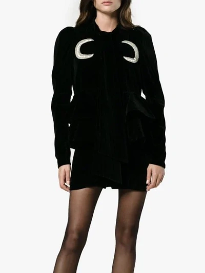 Shop Attico Luna Cotton-velvet Mini-dress In Black