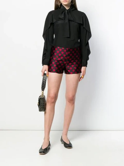 Shop Red Valentino Pussy Bow Frill-trimmed Blouse In Black