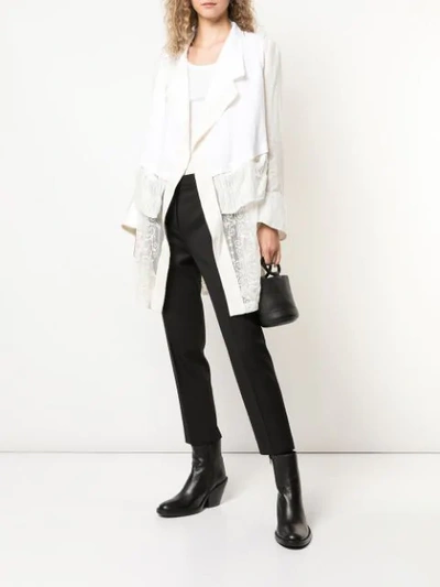 Shop Ann Demeulemeester Multi-material Layered Coat - White