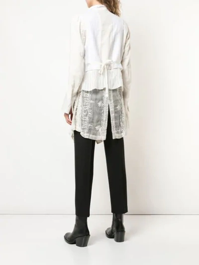 Shop Ann Demeulemeester Multi-material Layered Coat - White