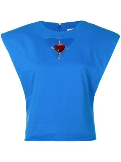 Shop Christopher Kane Jewel Cut Out Top - Blue