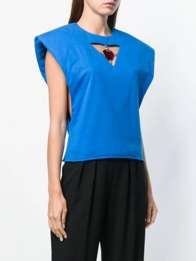 Shop Christopher Kane Jewel Cut Out Top - Blue