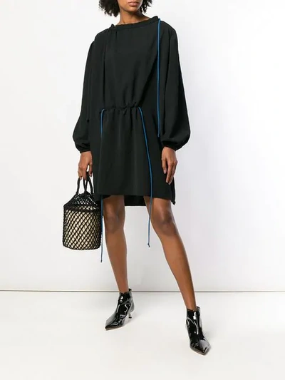 Shop Loewe Corded Balloon Sleeve Mini Dress In Black