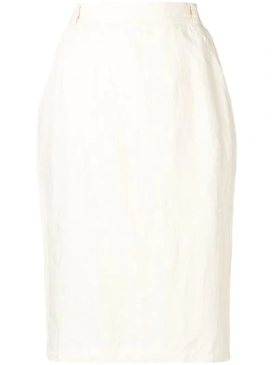 Pre-owned Versace 1980's Pencil Skirt In White