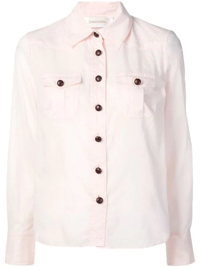 Shop Zimmermann Long-sleeve Fitted Shirt - Pink