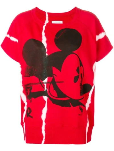 Shop Faith Connexion Mickey Mouse Print Short-sleeve Sweatshirt In Red