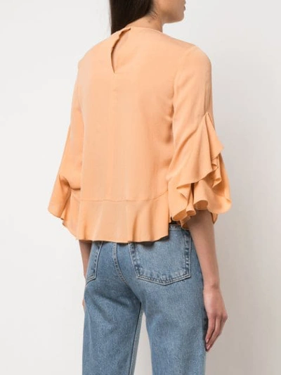 Shop Robert Rodriguez Studio Ruffle Sleeved Blouse In Orange