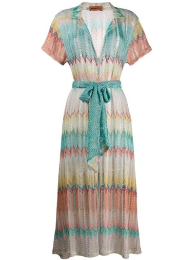Shop Missoni Embroidered Shift Dress In Blue