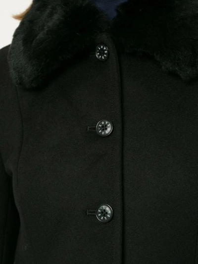 Shop Loveless Fur Collar Flared Coat In Black