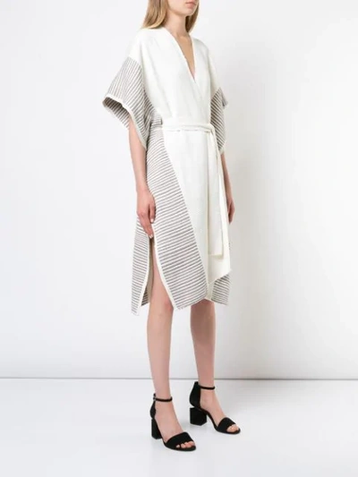 Shop Voz Striped Edge Kaftan Dress In Neutrals