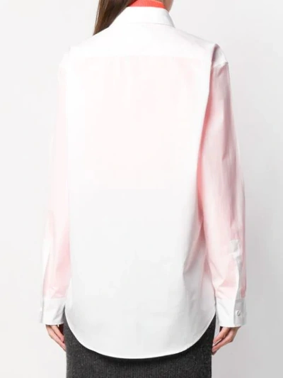 Shop Maison Margiela Contrast Zip Shirt In White