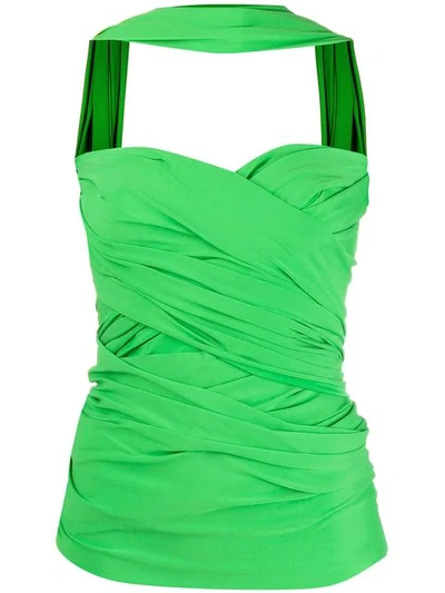 Balenciaga Draped Stretch Jersey Top In Green