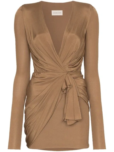 Shop Alexandre Vauthier Wrap Mini Dress In Brown
