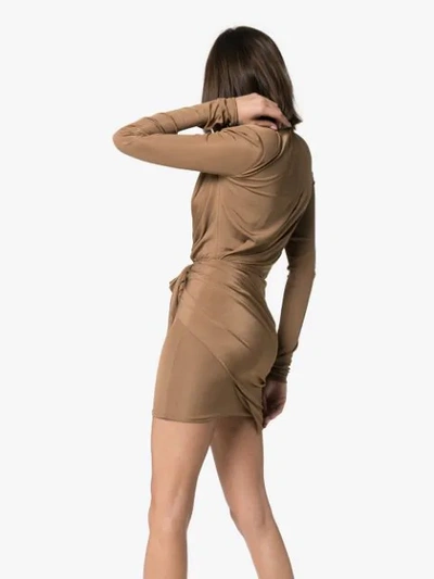 Shop Alexandre Vauthier Wrap Mini Dress In Brown