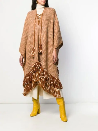 Shop Ulla Johnson Oversized Fit Poncho In Neutrals