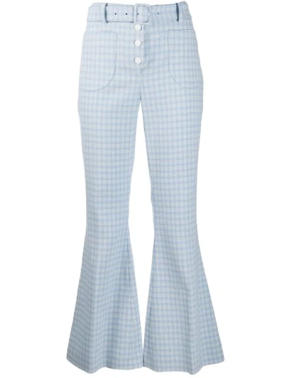 Shop Sara Battaglia Belted Flared Trousers - Blue