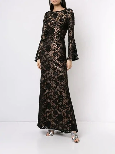 Shop Tadashi Shoji Layered Sequin Gown In Black