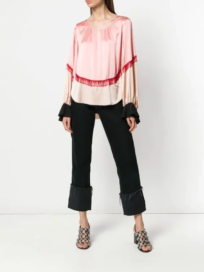 Shop Giacobino Fringe And Frill Trim Blouse In Pink