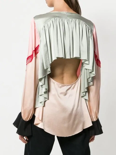 Shop Giacobino Fringe And Frill Trim Blouse In Pink
