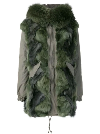 Shop Mr & Mrs Italy Fur-trim Parka Coat In Green