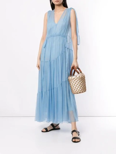 Shop Lee Mathews Petra Silk Dress In Blue